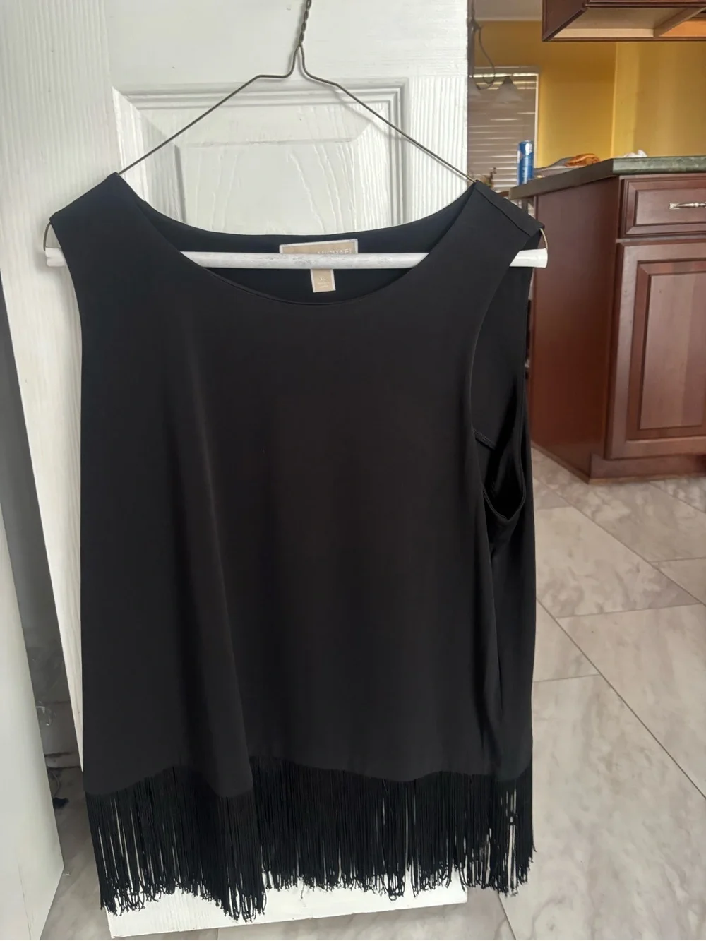 Michael Kors Black Fringe Sleeveless Tank Top